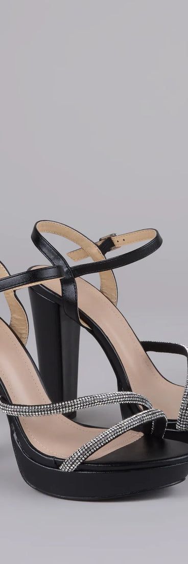 Dazzle Me Up Rhinestone Strappy Block Heels