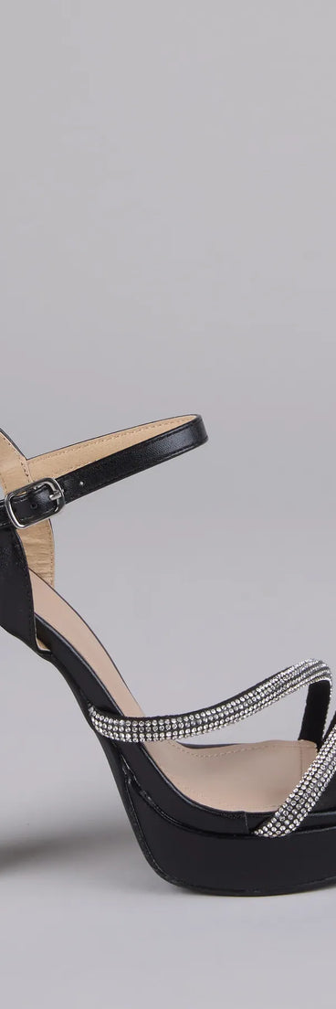 Dazzle Me Up Rhinestone Strappy Block Heels