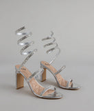 Feelin' Glam Rhinestone Spiral Strap Block Heels