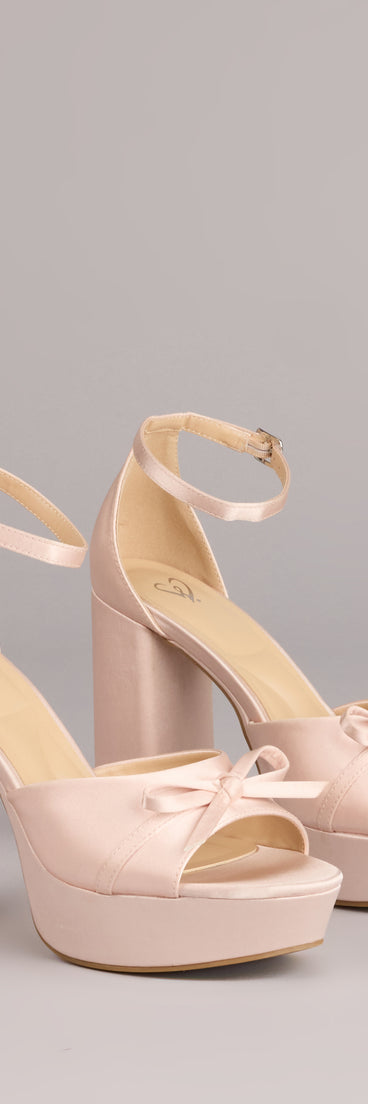 Sweet Statement Satin Bow Block Heels