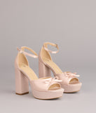 Sweet Statement Satin Bow Block Heels