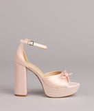 Sweet Statement Satin Bow Block Heels