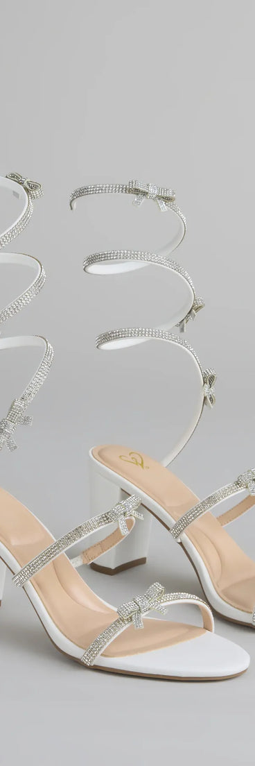 Put A Bow On It Rhinestone Bow Spiral Heels