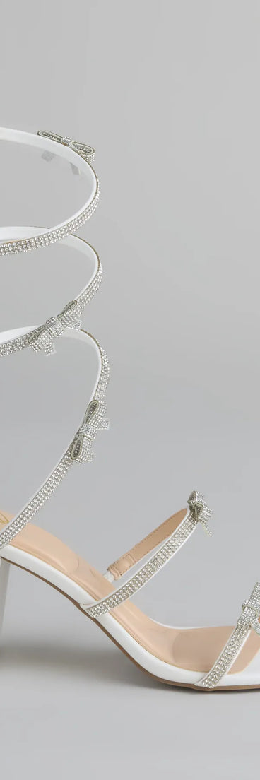 Put A Bow On It Rhinestone Bow Spiral Heels