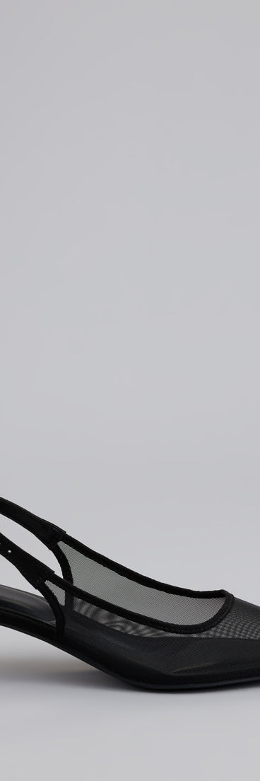 This piece brings trend-right energy to the Double Take Mesh Sling-Back Pumps, perfect for fall outfits that stand out.