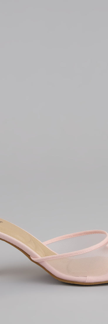 Dainty Drama Mesh Bow Kitten Mules