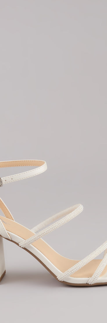 Chic And Polished Pearl Satin Block Heels