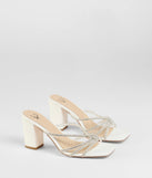 Party Look Rhinestone Strappy Block Heel Mules