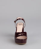 Glossy Finish Bow Platform Block Heels