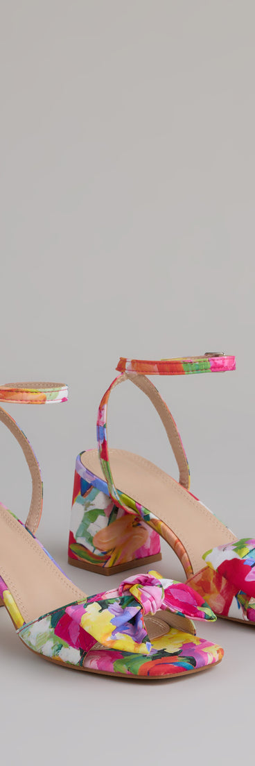 Floral Moment Bow Block Heels