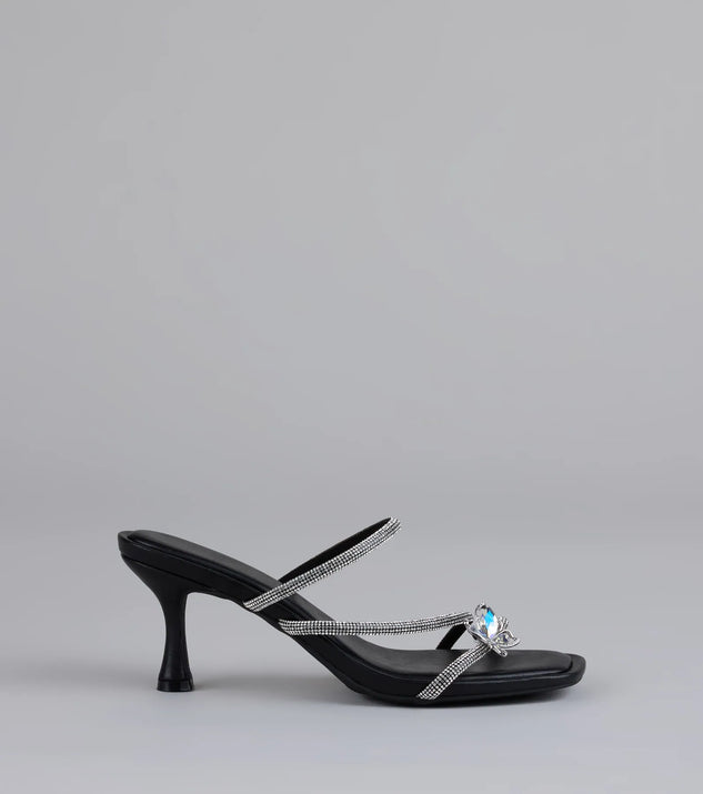 Winged Whispers Butterfly Rhinestone Mules