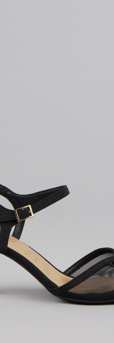 Flirty And Fancy Mesh Bow Kitten Heels