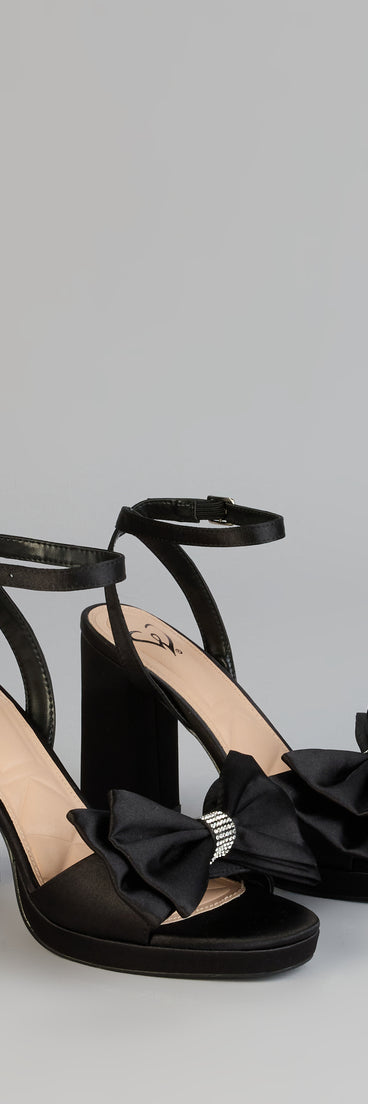 RSVP Luxe Rhinestone Bow Satin Heels