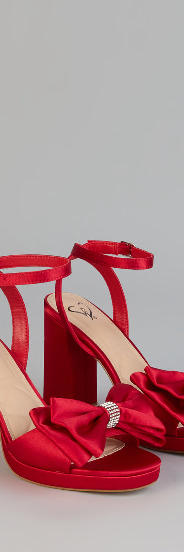 RSVP Luxe Rhinestone Bow Satin Heels