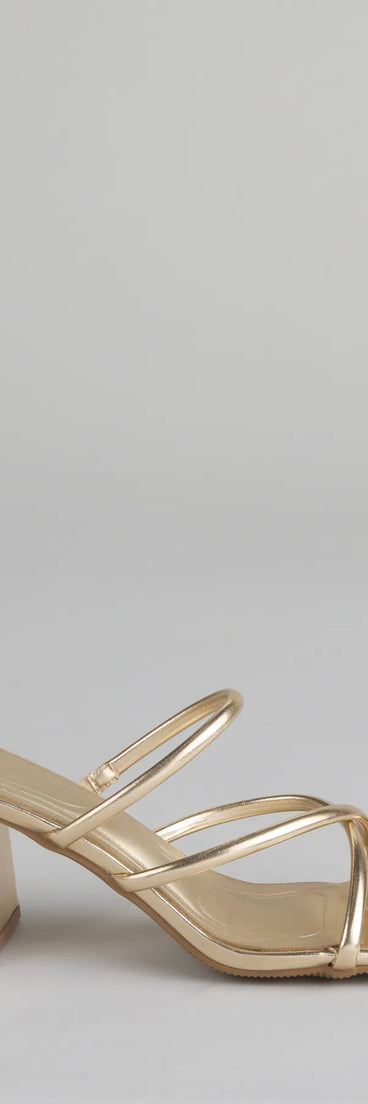 Style made simple with the Walking Pretty Toe Ring Heels in gold, trendy women’s shoes that take your outfit from basic to bold in one step.