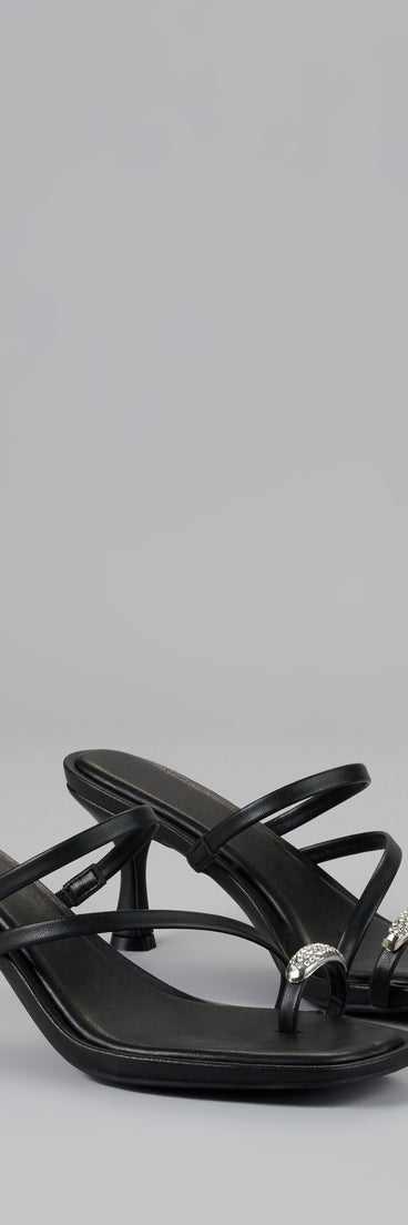 Style made simple with the Lowkey Luxe Rhinestone Strappy Kitten Heel Mules, trendy women’s shoes that take your outfit from basic to bold in one step.