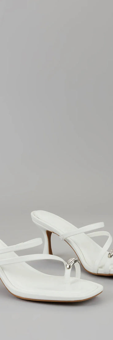 Lowkey Luxe Rhinestone Strappy Kitten Heel Mules