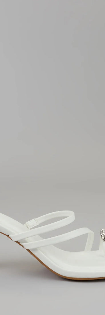 Lowkey Luxe Rhinestone Strappy Kitten Heel Mules