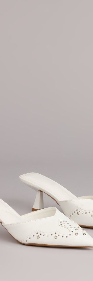 Studded Edge Pointed Kitten Pumps