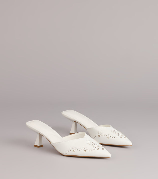 Studded Edge Pointed Kitten Pumps