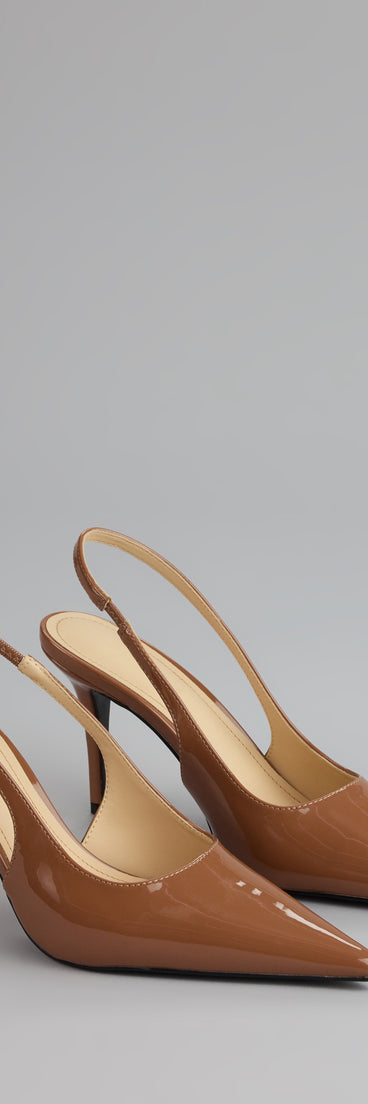 Sharp Finish Patent Slingback Pumps