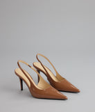 Sharp Finish Patent Slingback Pumps