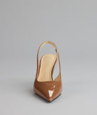 Sharp Finish Patent Slingback Pumps