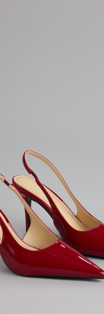 Sharp Finish Patent Slingback Pumps