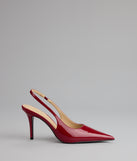 Sharp Finish Patent Slingback Pumps