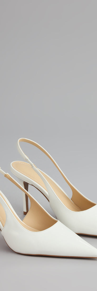 Sharp Finish Patent Slingback Pumps