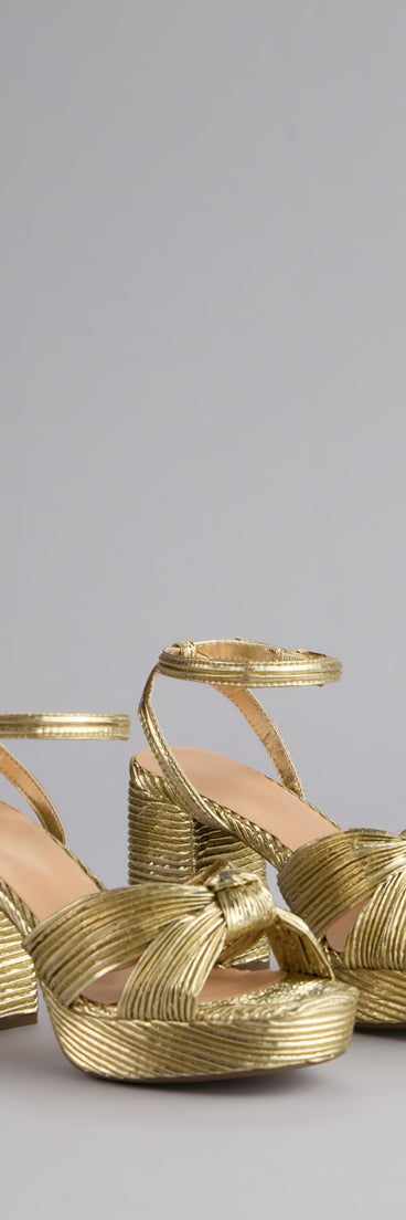 Shimmer Steps Metallic Block Heels