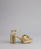 Shimmer Steps Metallic Block Heels