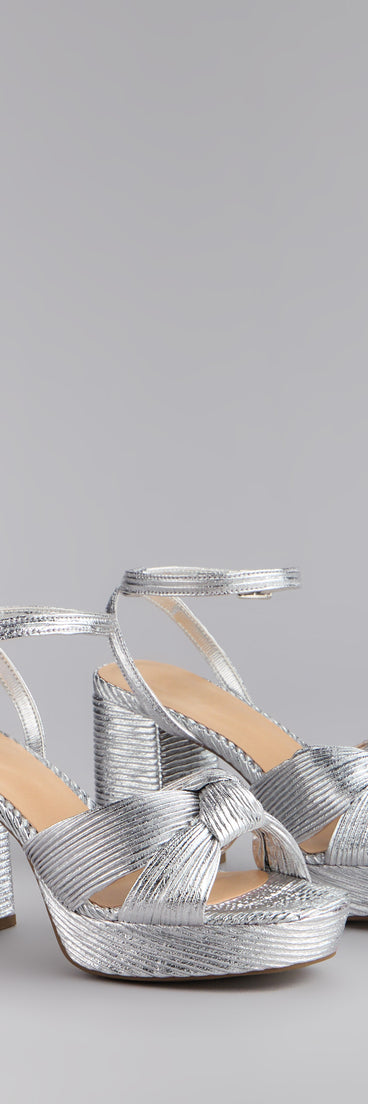Shimmer Steps Metallic Block Heels