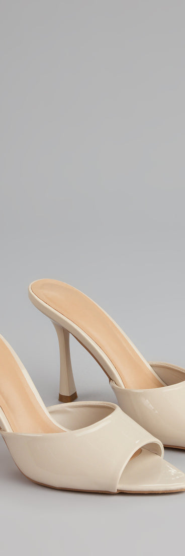 This piece brings trend-right energy to the Gloss Point Patent Stiletto Mules, perfect for fall outfits that stand out.