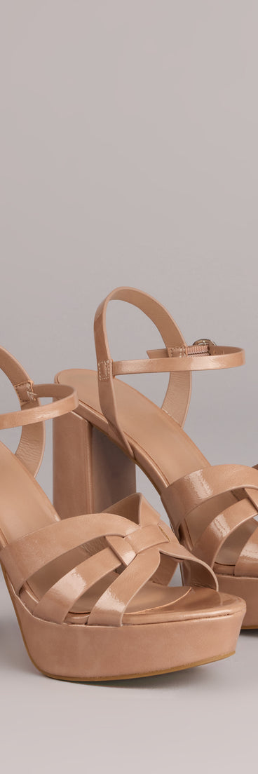 Glossed Up Patent Strappy Platform Heels