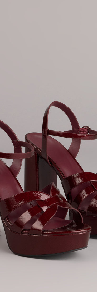 Glossed Up Patent Strappy Platform Heels