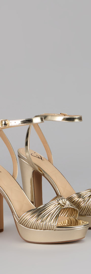 Extra Shine Chrome Platform Block Heels