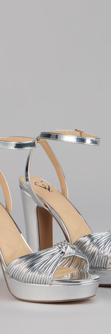 Disco Glow Metallic Knot Platform Heels