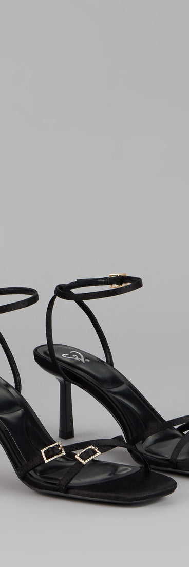 Midnight Muse Satin Buckle Heels