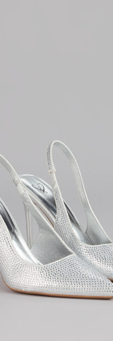 Glam Line Rhinestone Slingback Pumps