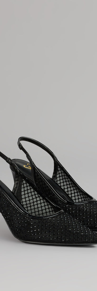 Pure Drama Mesh Stiletto Slingback Heels