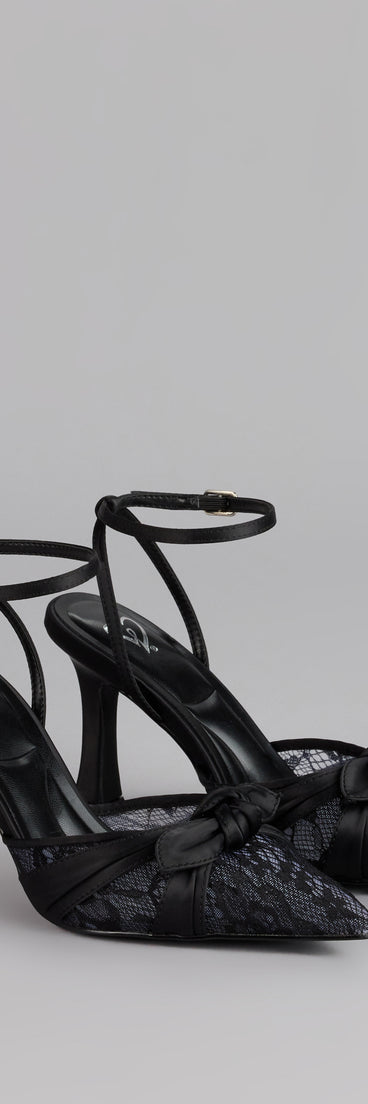 Noir Charm Lace Bow Heels