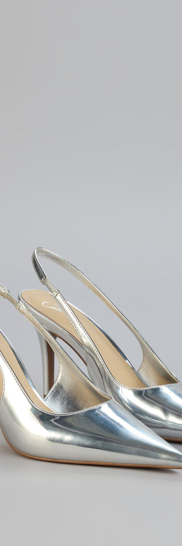 Mirror Finish Metallic Slingback Pumps