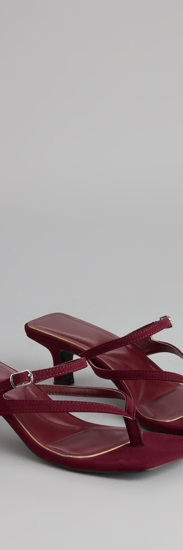 Style made simple with the Butterflies and Brunch Kitten Heels in wine, trendy women’s shoes that take your outfit from basic to bold in one step.