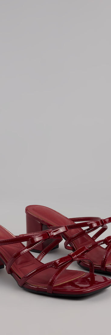 All Day Cute Bow Strap Block Heel Mules