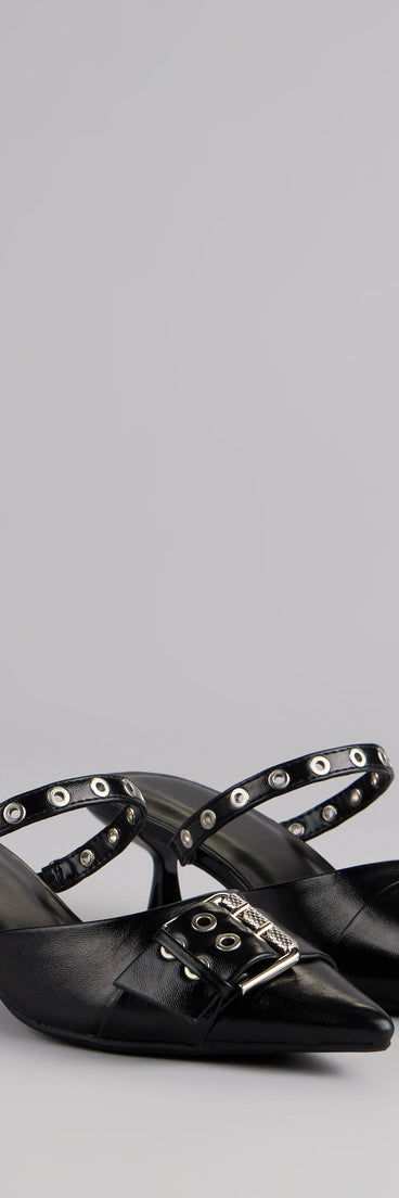 This piece brings trend-right energy to the Rebel Chic Buckle Kitten Heels, perfect for fall outfits that stand out.