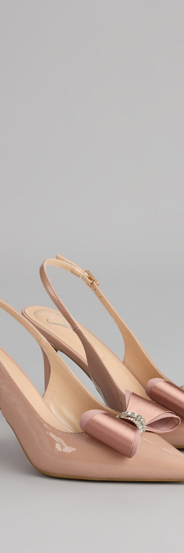 Sweet Step Bow Detail Slingback Pumps