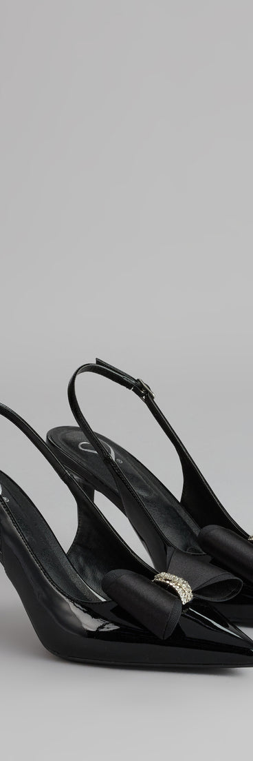 Sweet Step Bow Detail Slingback Pumps