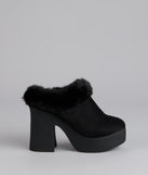 Fuzzy Feel Chunky Clog Mules