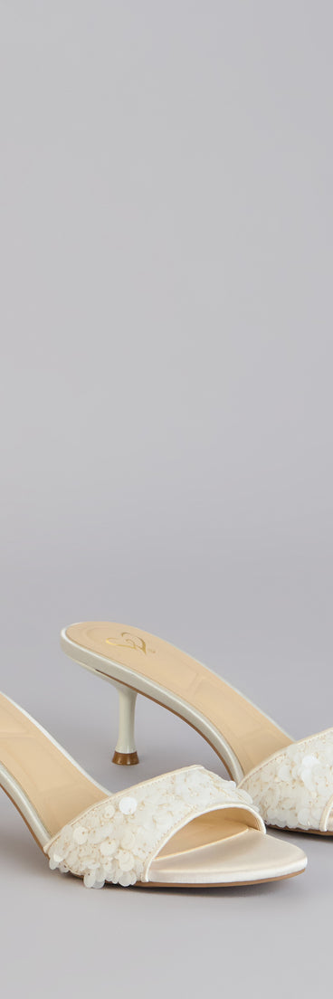 Complete your look from formalwear to going-out looks with heels like the Perfect Glow Sequin Mule Heels in ivory , featuring a sleek design, Windsor's comfortable fit, and stylish finish.